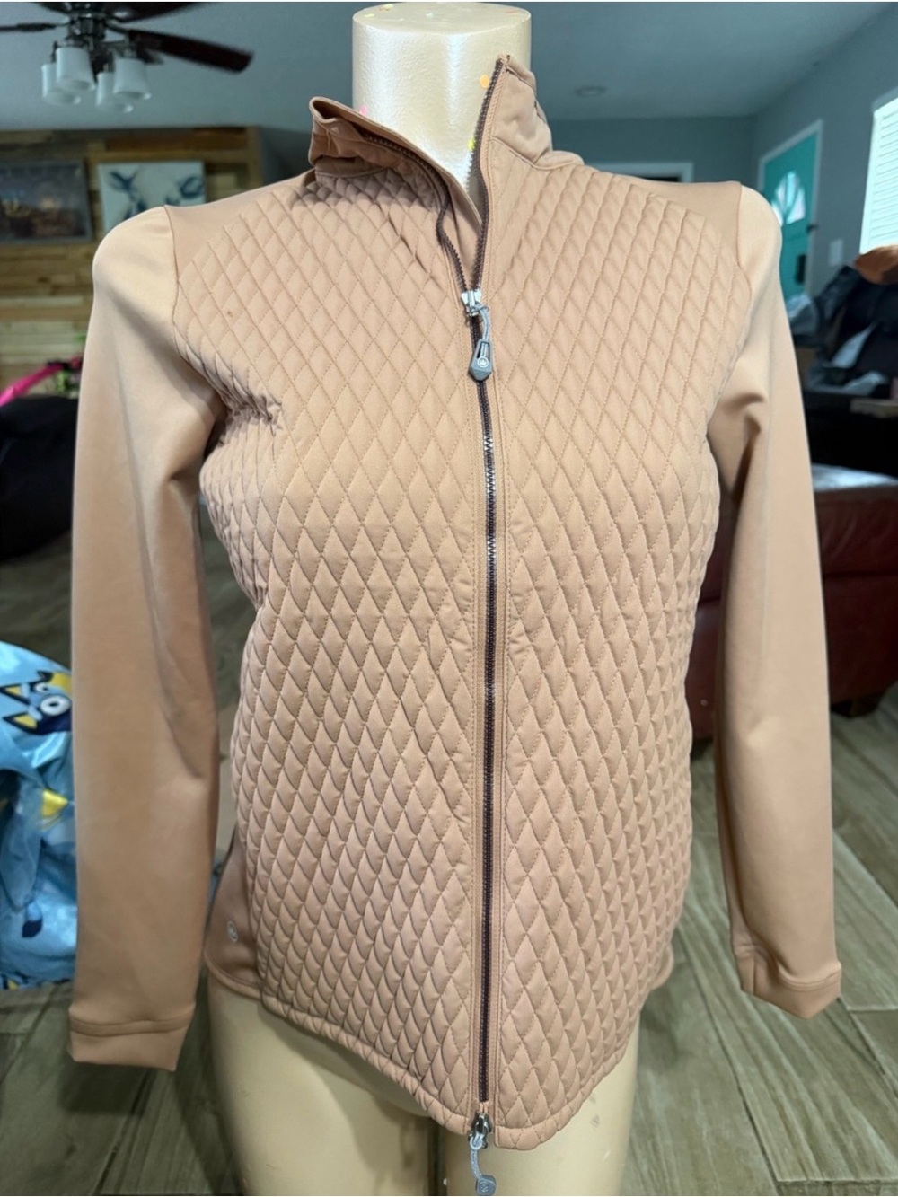 Quilted Zip-Front Women's Jacket — Camel Peter Miller